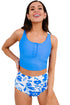 Square Neck Sleeveless Print Tankini Set
